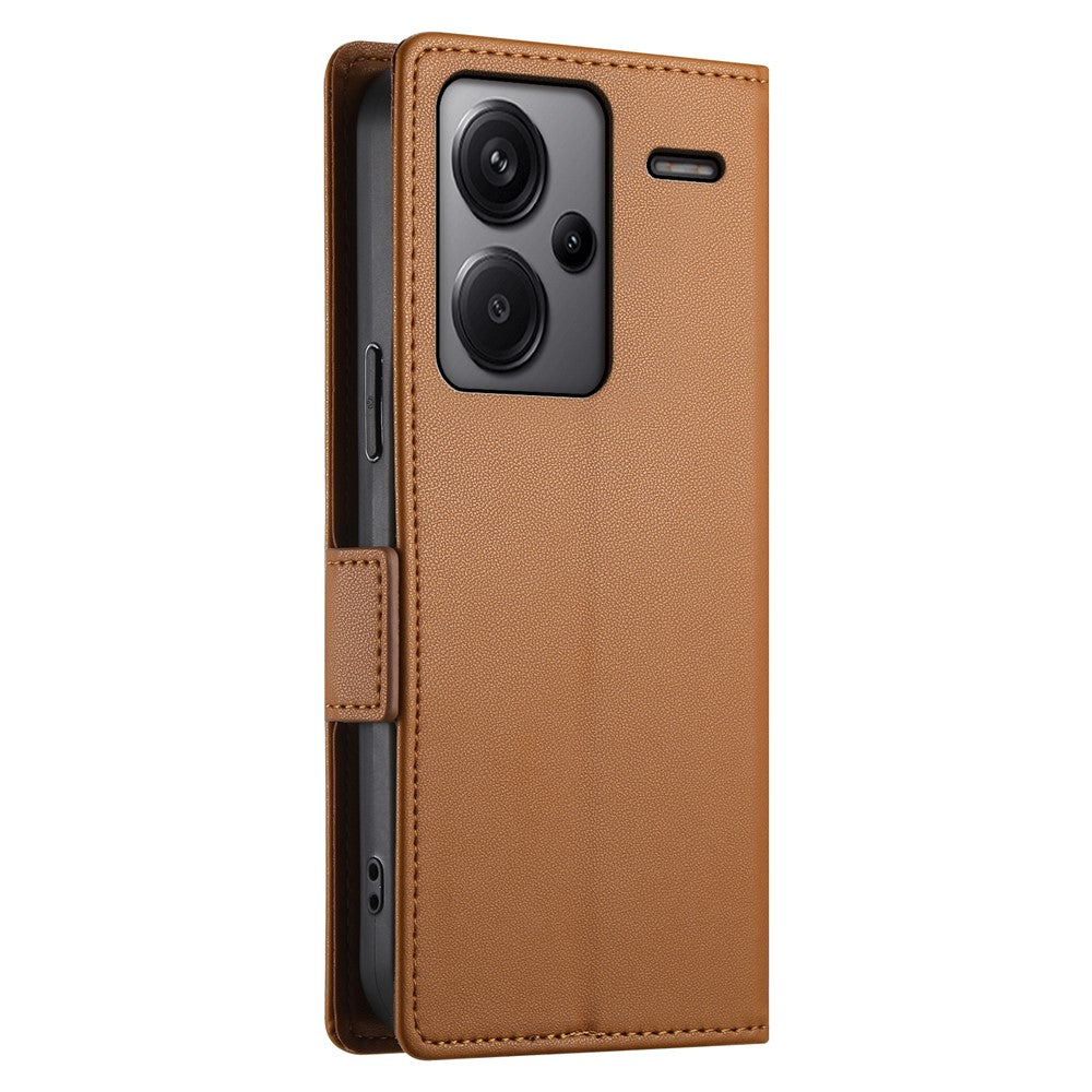 DF-010 For Xiaomi Redmi Note 13 Pro+ 5G Leather Case Side Magnetic Clasps Phone Wallet Cover