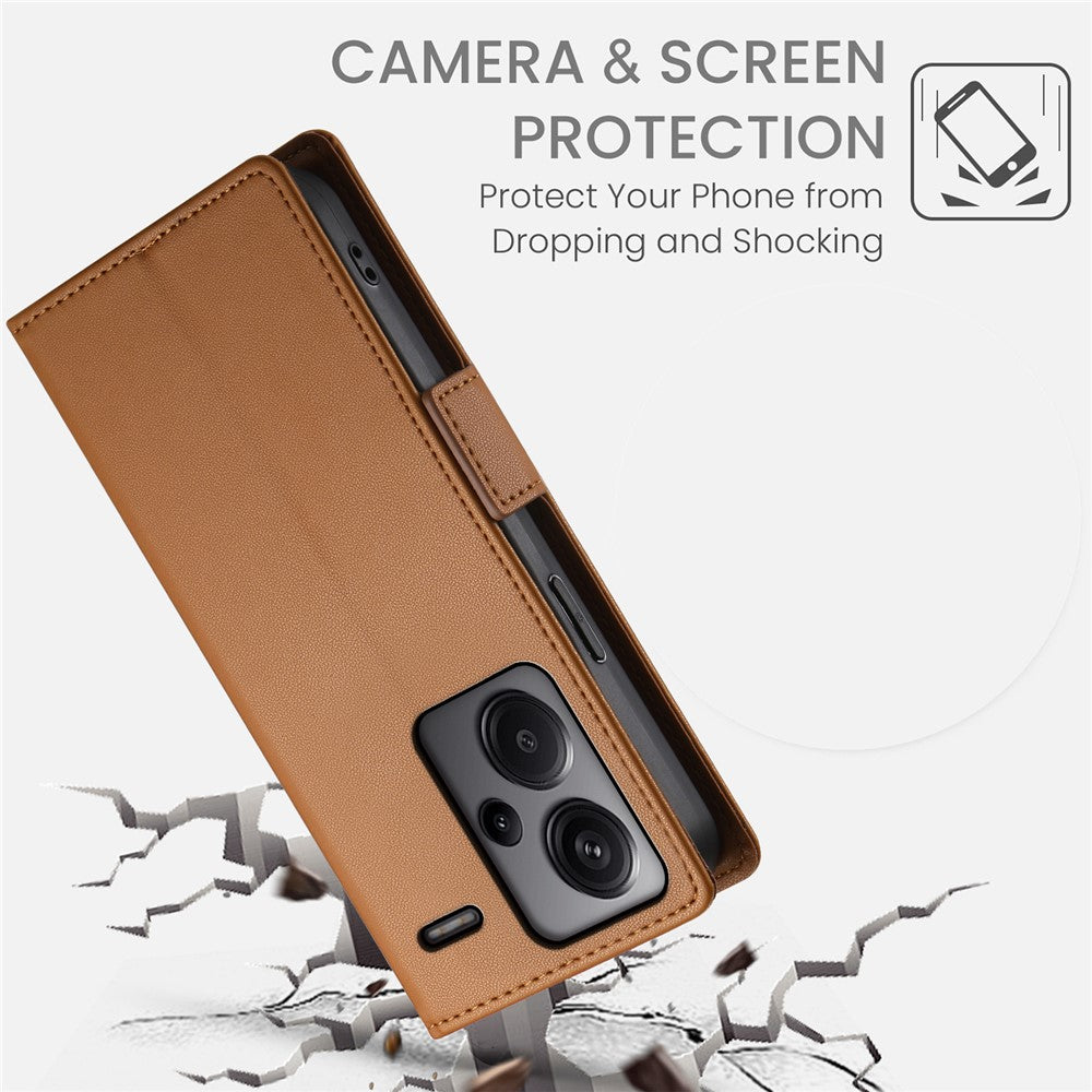 DF-010 For Xiaomi Redmi Note 13 Pro+ 5G Leather Case Side Magnetic Clasps Phone Wallet Cover