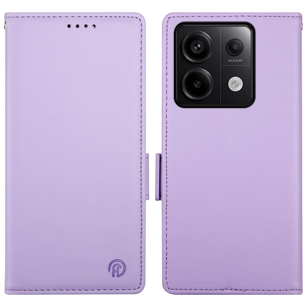DF-010 For Xiaomi Redmi Note 13 Pro 5G  /  Poco X6 5G Case Leather Wallet Cover Dual Magnetic Clasps