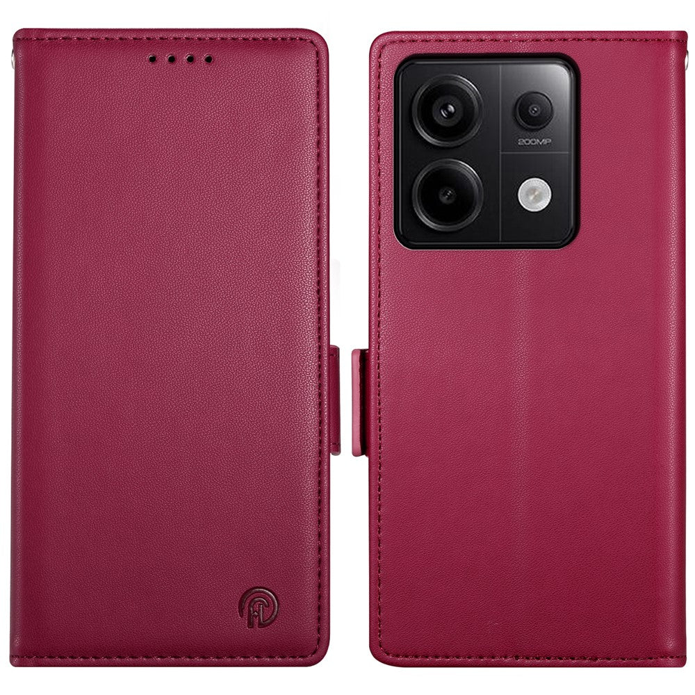DF-010 For Xiaomi Redmi Note 13 Pro 5G  /  Poco X6 5G Case Leather Wallet Cover Dual Magnetic Clasps