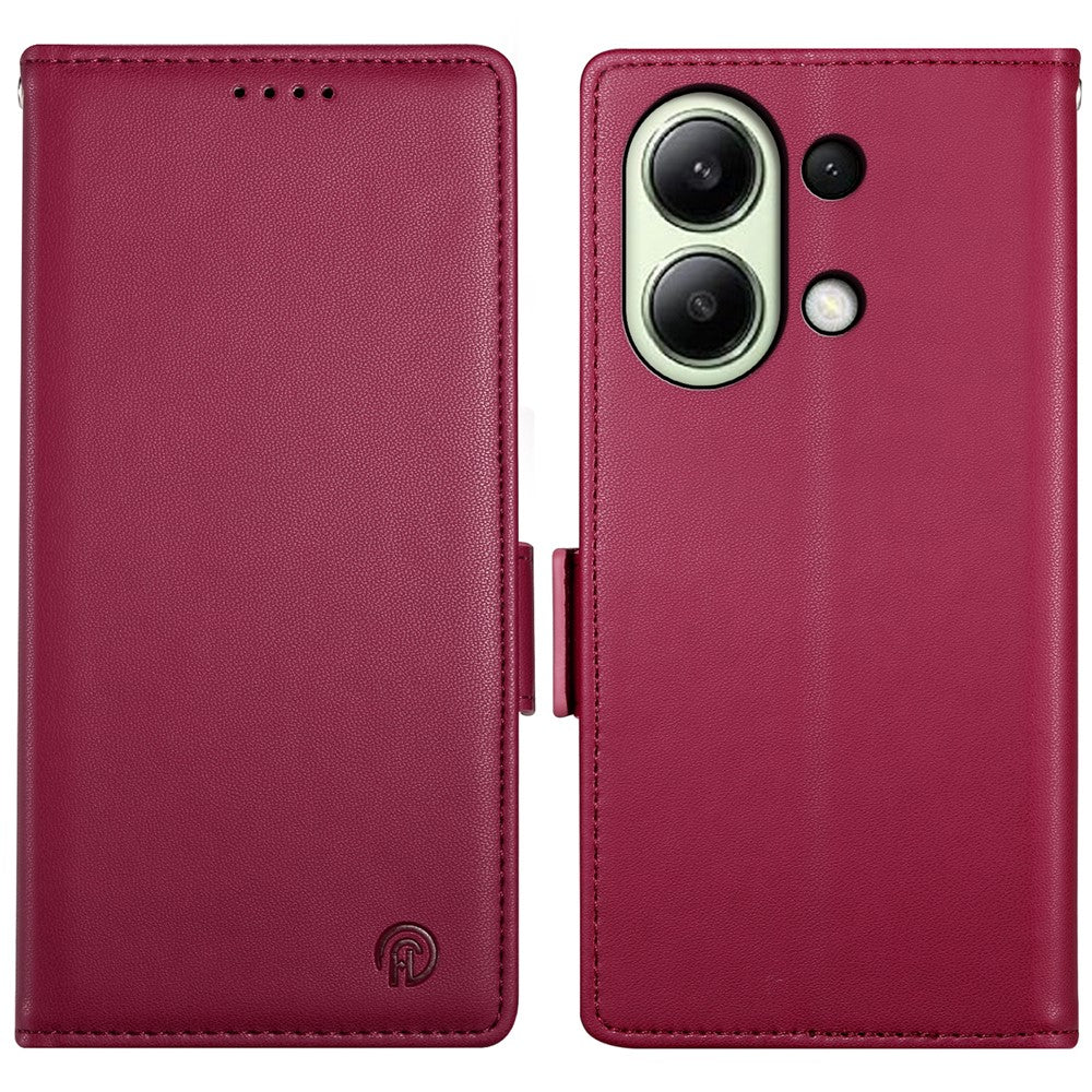 DF-010 For Xiaomi Redmi Note 13 4G Wallet Case Anti-Scratch Leather Phone Cover