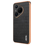 AZNS For Huawei Pura 70 Slim Case Crocodile Texture Leather + TPU Phone Cover