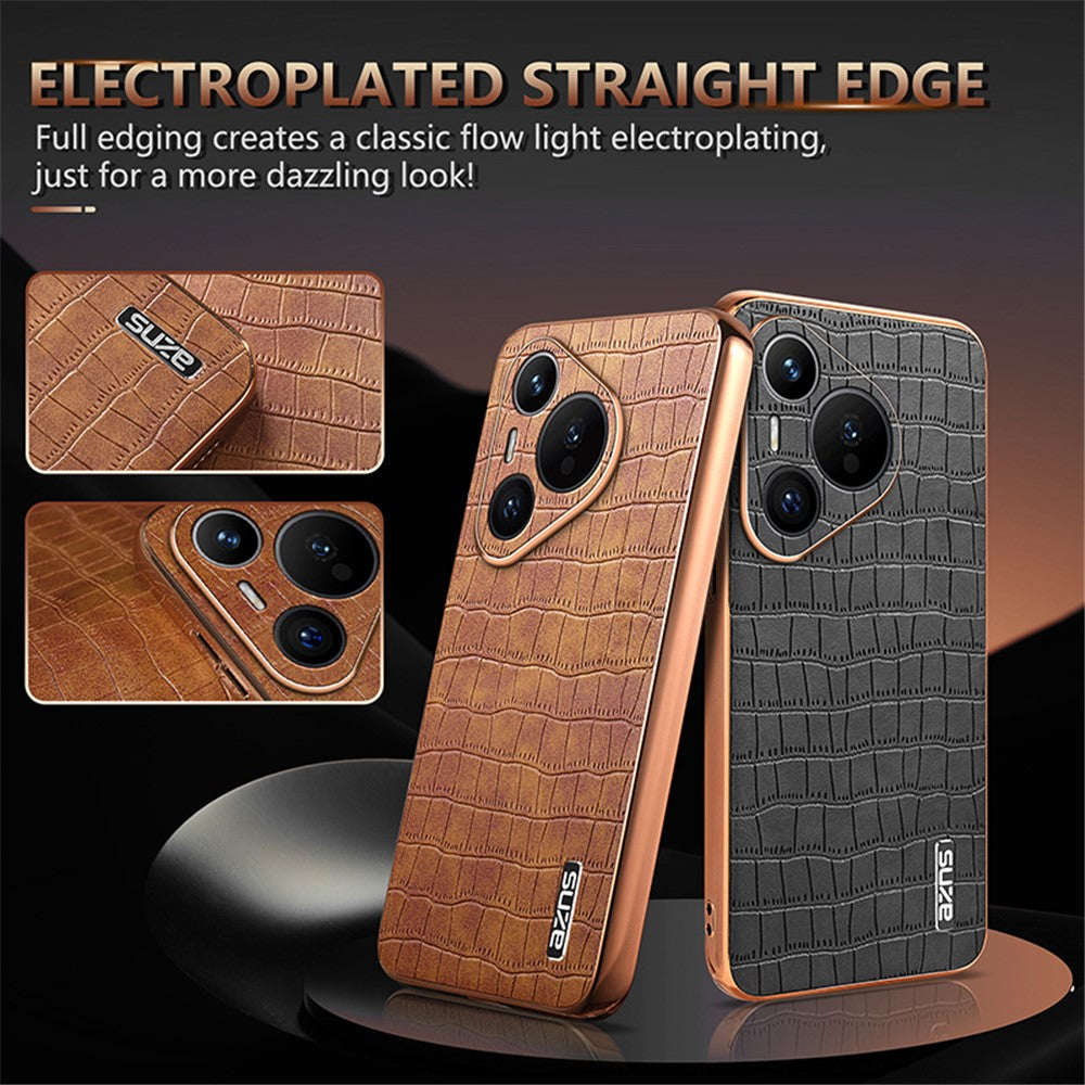 AZNS For Huawei Pura 70 Slim Case Crocodile Texture Leather + TPU Phone Cover