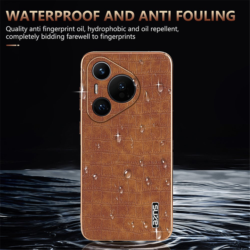 AZNS For Huawei Pura 70 Slim Case Crocodile Texture Leather + TPU Phone Cover