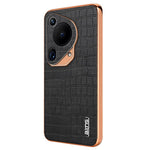 AZNS For Huawei Pura 70 Ultra Case Leather Electroplating Phone Cover Crocodile Pattern Textured