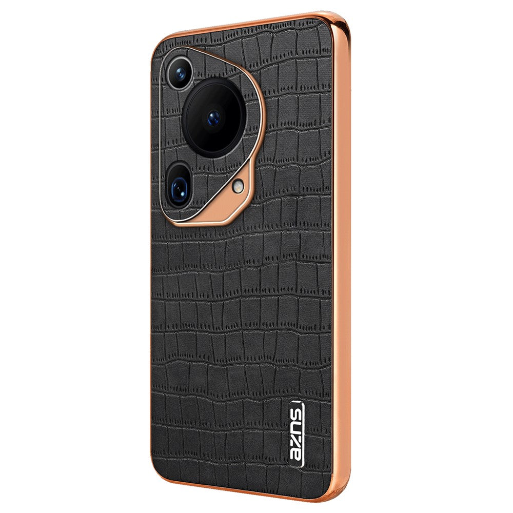 AZNS For Huawei Pura 70 Ultra Case Leather Electroplating Phone Cover Crocodile Pattern Textured