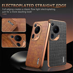 AZNS For Huawei Pura 70 Ultra Case Leather Electroplating Phone Cover Crocodile Pattern Textured