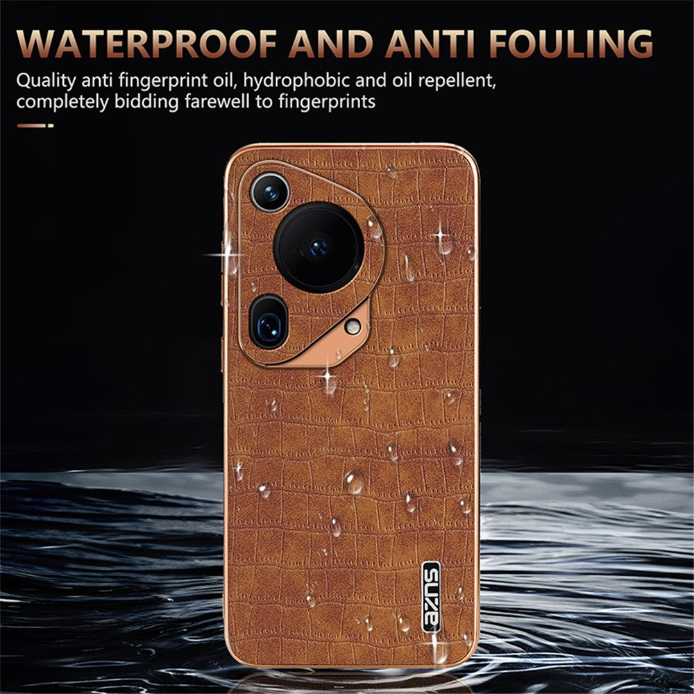AZNS For Huawei Pura 70 Ultra Case Leather Electroplating Phone Cover Crocodile Pattern Textured
