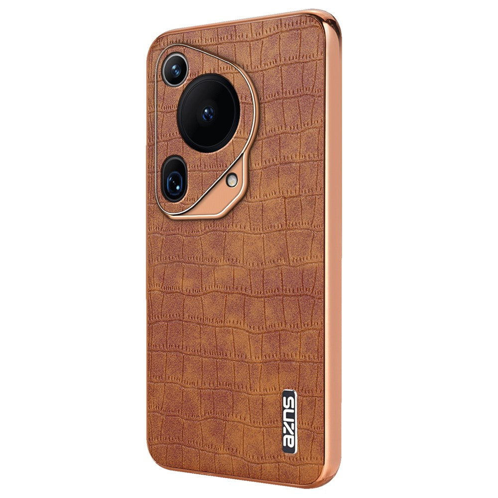 AZNS For Huawei Pura 70 Ultra Case Leather Electroplating Phone Cover Crocodile Pattern Textured