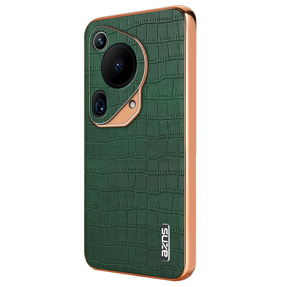 AZNS For Huawei Pura 70 Ultra Case Leather Electroplating Phone Cover Crocodile Pattern Textured