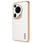AZNS For Huawei Pura 70 Ultra Case Leather Electroplating Phone Cover Crocodile Pattern Textured
