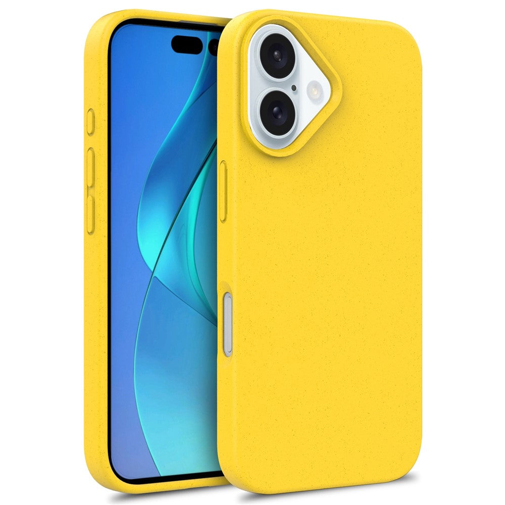 For iPhone 16 Case Biodegradable Wheat Straw+TPU Hybrid Phone Cover