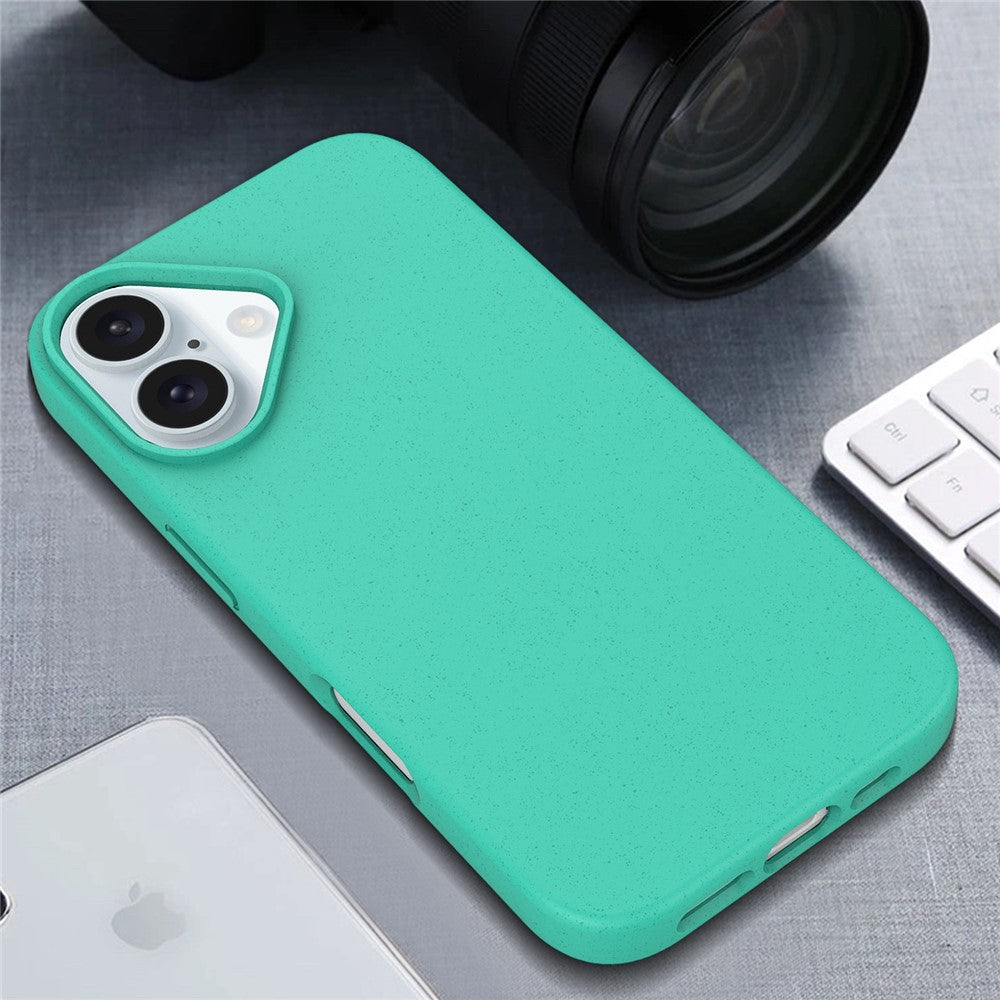For iPhone 16 Case Biodegradable Wheat Straw+TPU Hybrid Phone Cover