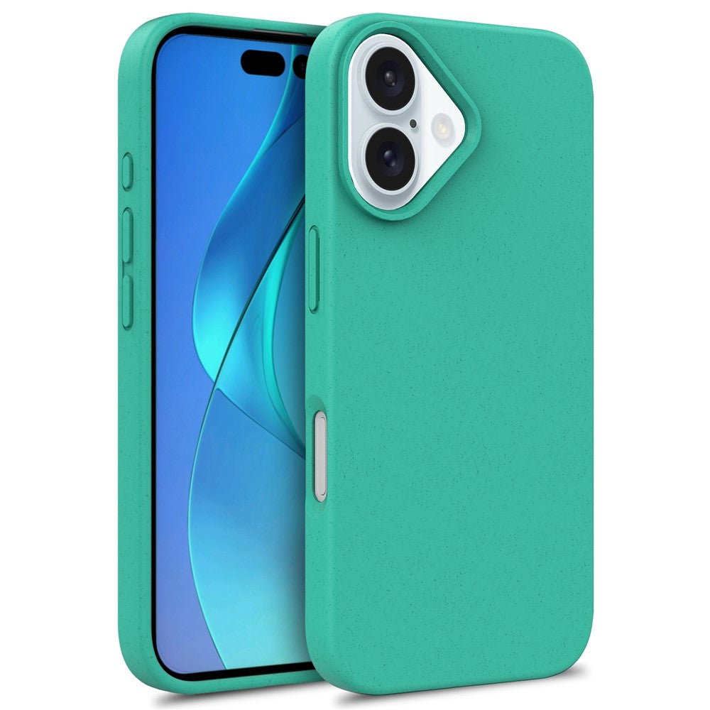 For iPhone 16 Case Biodegradable Wheat Straw+TPU Hybrid Phone Cover