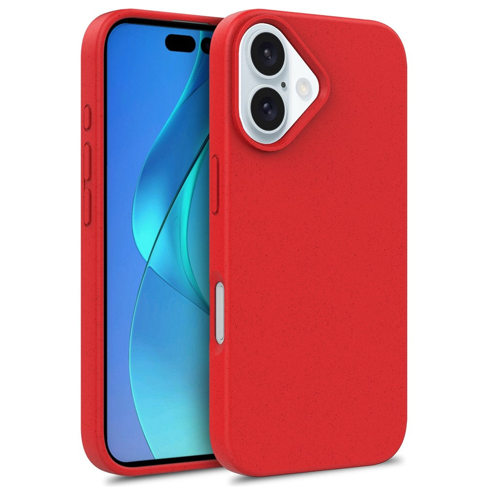For iPhone 16 Case Biodegradable Wheat Straw+TPU Hybrid Phone Cover