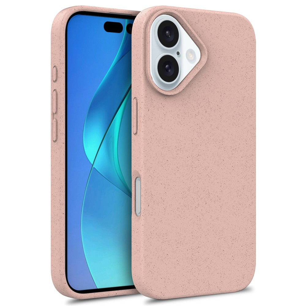 For iPhone 16 Plus Case Wheat Straw+TPU Phone Cover Compostable