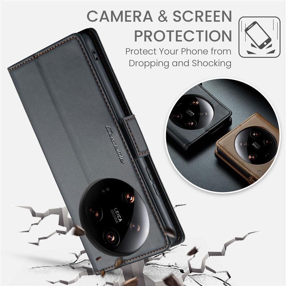 CASEME 023-serien för Xiaomi 14 Ultra-skal med RFID-blockerande glansigt stativ och mobilskydd