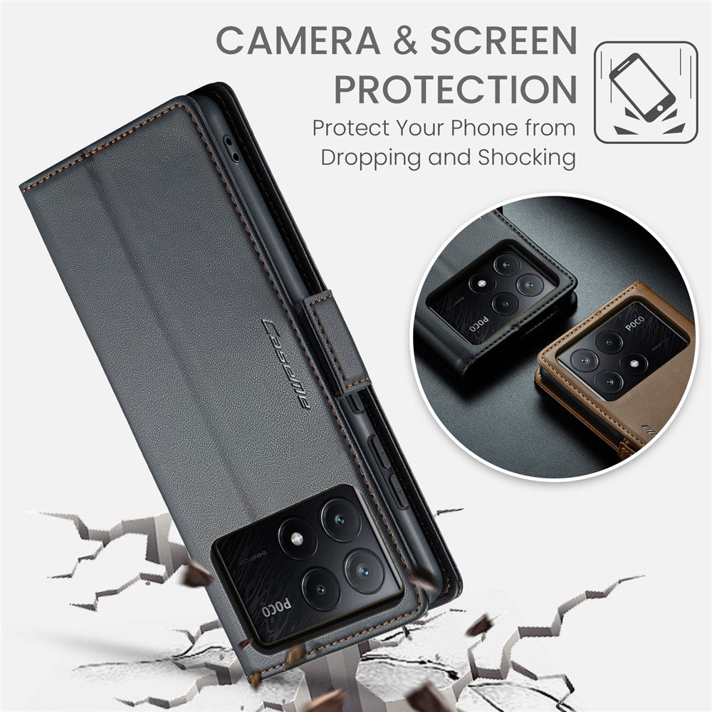 CASEME 023 Series For Xiaomi Poco X6 Pro 5G / Redmi K70E 5G Case RFID Blocking Phone Leather Cover