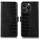 For iPhone 16 Pro Stand Case RFID Blocking Genuine Cow Leather Wallet Phone Cover