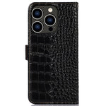 For iPhone 16 Pro Stand Case RFID Blocking Genuine Cow Leather Wallet Phone Cover