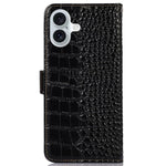 For iPhone 16 Plus Wallet Case RFID Blocking Genuine Cow Leather Phone Cover