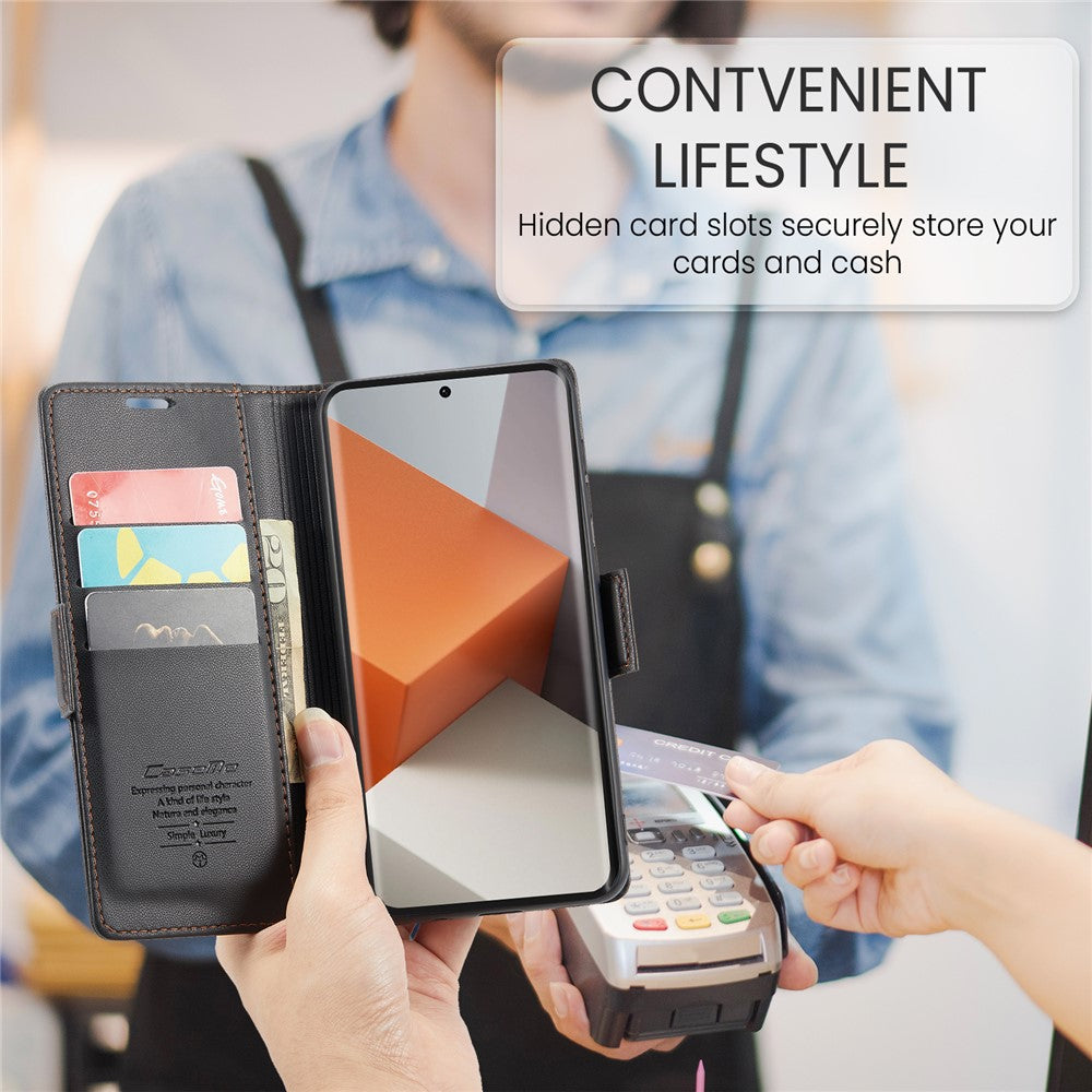 CASEME 023 Series For Xiaomi Redmi Note 13 Pro+ 5G Leather Case Glossy Phone Cover RFID Blocking
