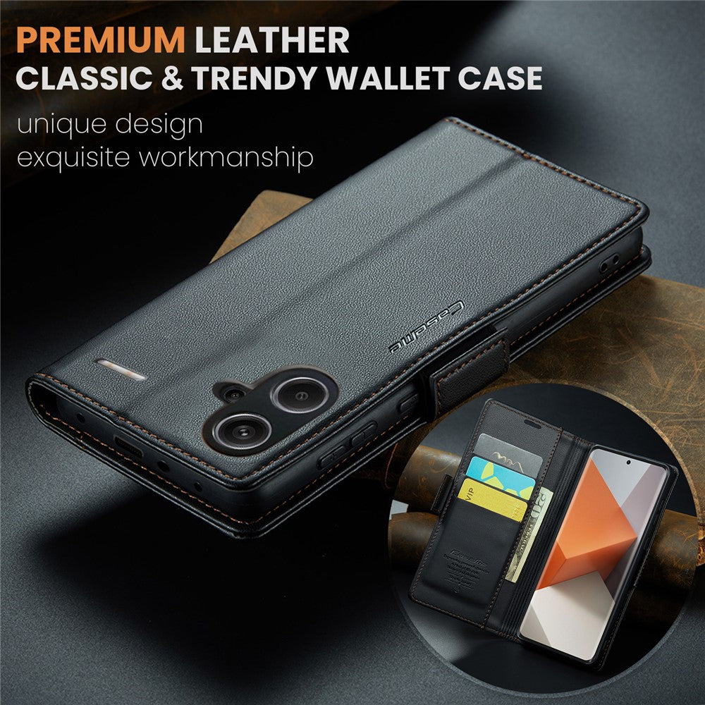 CASEME 023 Series For Xiaomi Redmi Note 13 Pro+ 5G Leather Case Glossy Phone Cover RFID Blocking