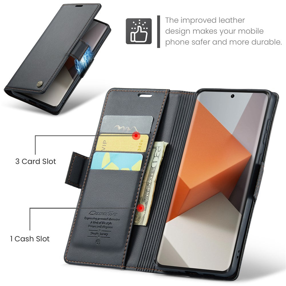 CASEME 023 Series For Xiaomi Redmi Note 13 Pro+ 5G Leather Case Glossy Phone Cover RFID Blocking