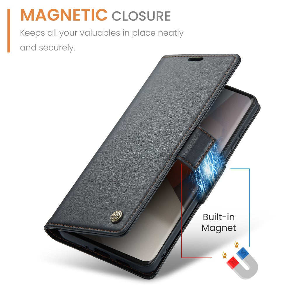 CASEME 023 Series For Xiaomi Redmi Note 13 Pro+ 5G Leather Case Glossy Phone Cover RFID Blocking