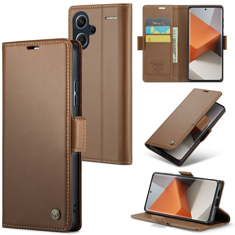 CASEME 023 Series For Xiaomi Redmi Note 13 Pro+ 5G Leather Case Glossy Phone Cover RFID Blocking