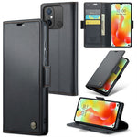 CASEME 023-serien för Xiaomi Redmi 11A 4G / 12C 4G RFID-blockerande fodral med stativ, glansigt mobilskydd