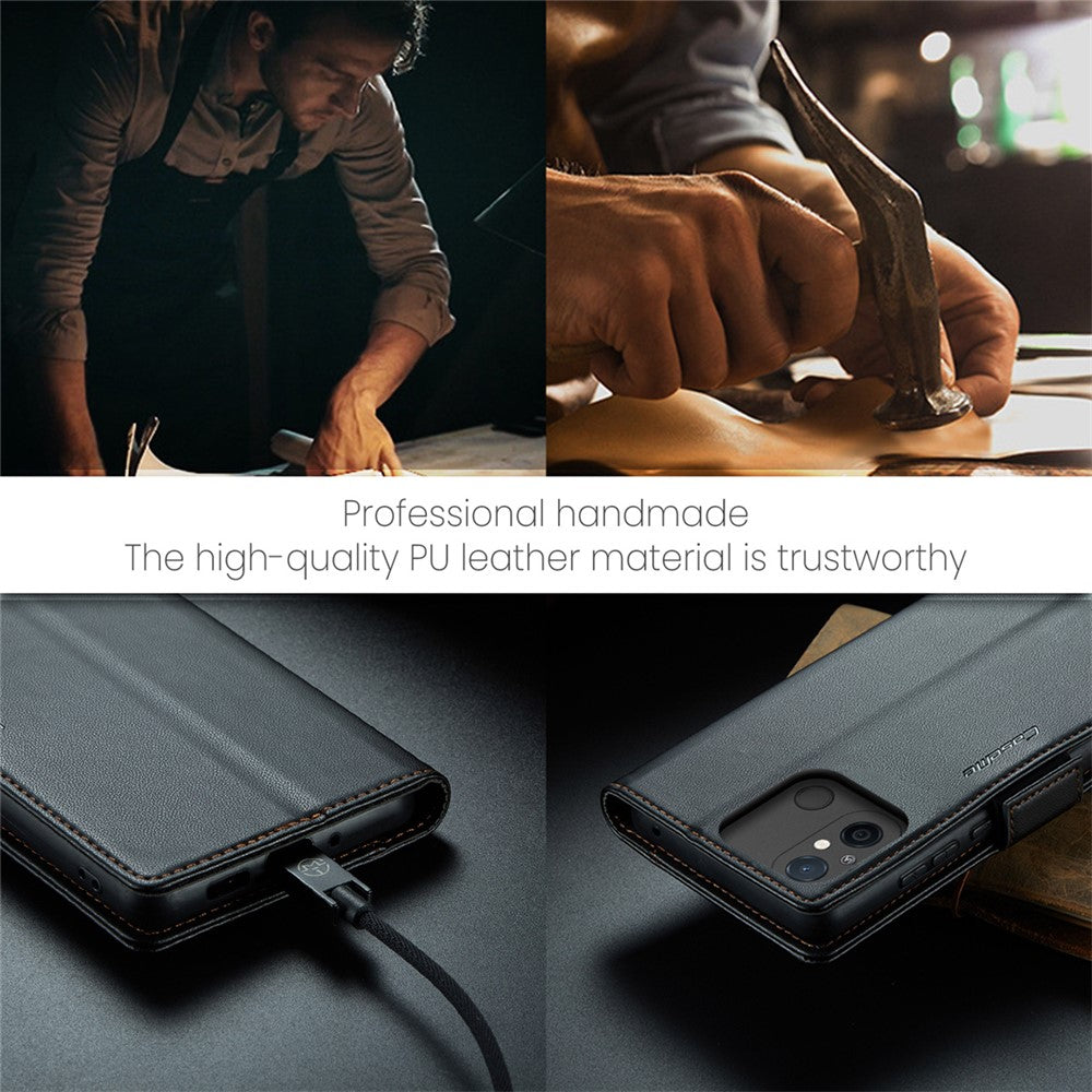 CASEME 023-serien för Xiaomi Redmi 11A 4G / 12C 4G RFID-blockerande fodral med stativ, glansigt mobilskydd