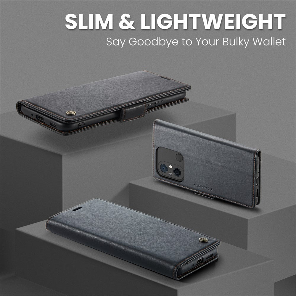 CASEME 023-serien för Xiaomi Redmi 11A 4G / 12C 4G RFID-blockerande fodral med stativ, glansigt mobilskydd