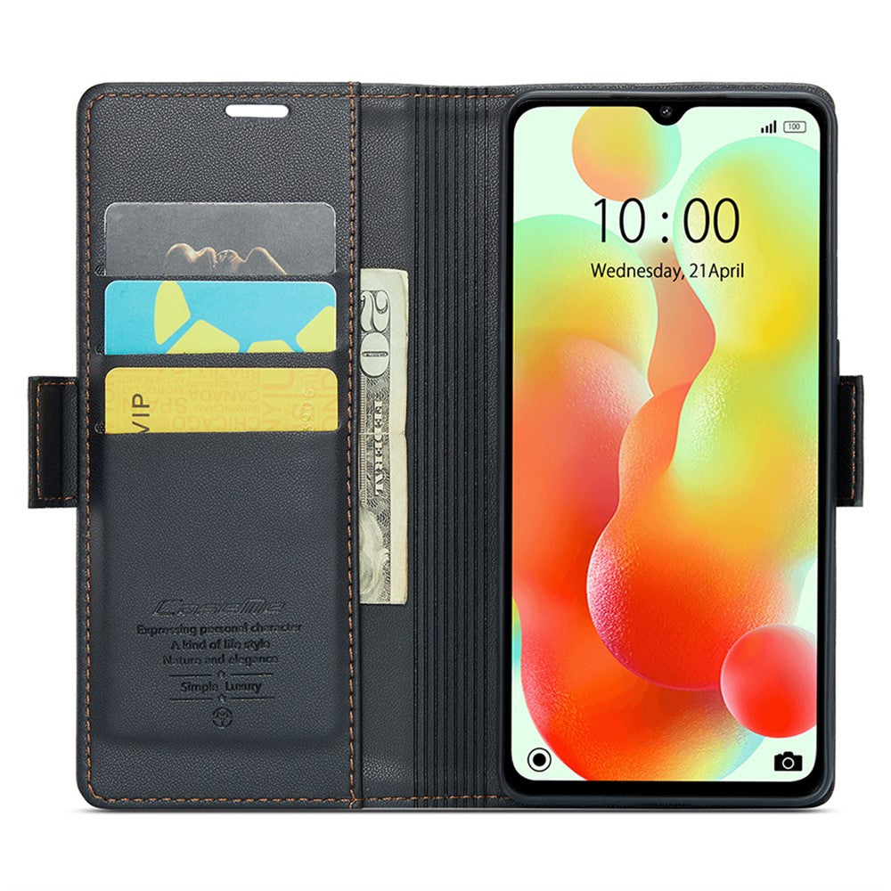 CASEME 023-serien för Xiaomi Redmi 11A 4G / 12C 4G RFID-blockerande fodral med stativ, glansigt mobilskydd