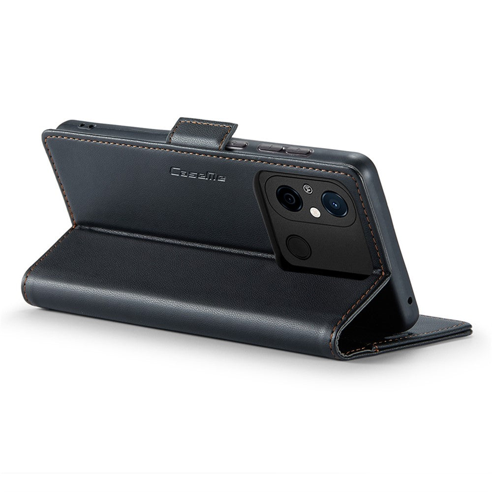 CASEME 023-serien för Xiaomi Redmi 11A 4G / 12C 4G RFID-blockerande fodral med stativ, glansigt mobilskydd