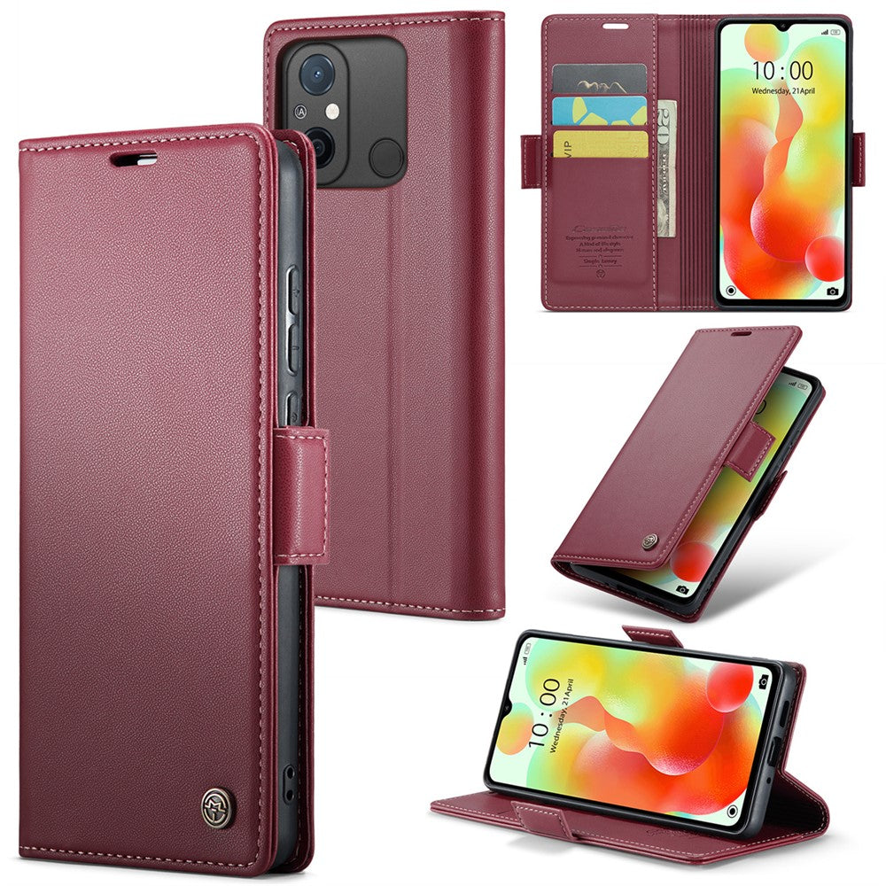 CASEME 023-serien för Xiaomi Redmi 11A 4G / 12C 4G RFID-blockerande fodral med stativ, glansigt mobilskydd