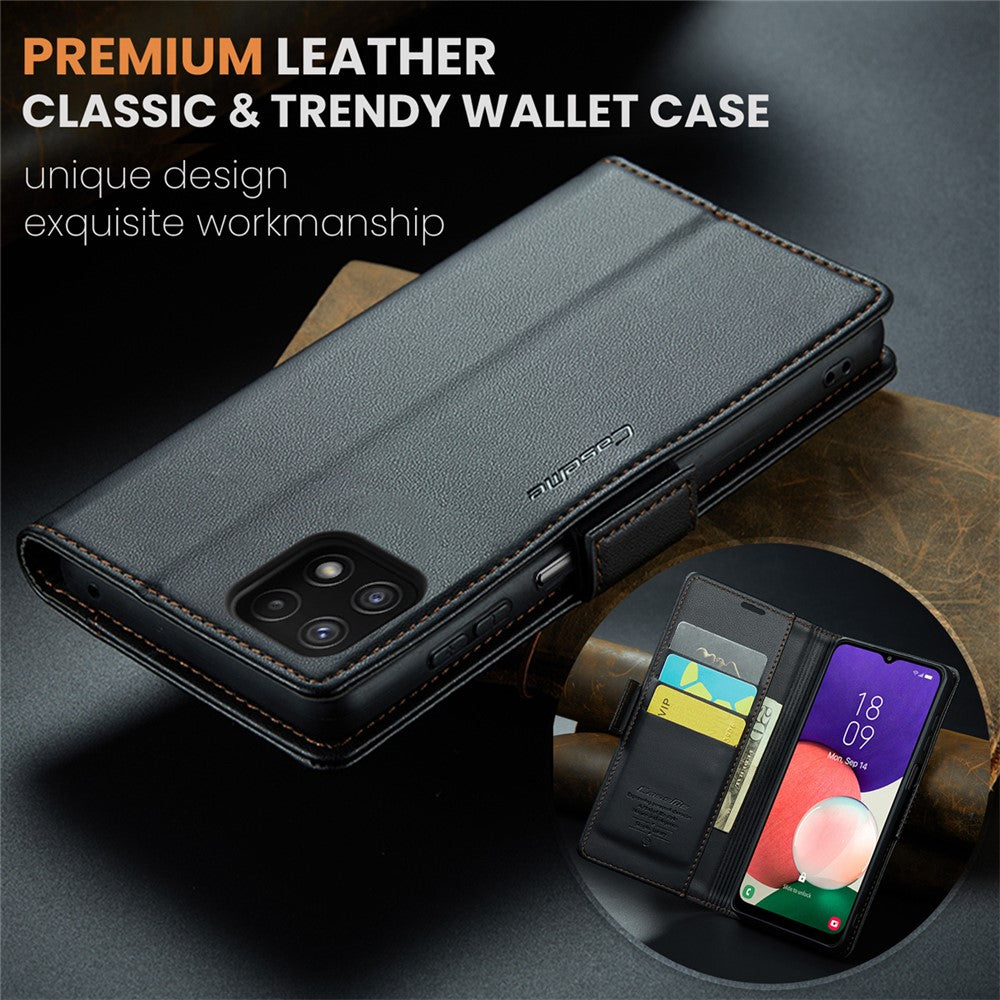 CASEME 023 Series For Samsung Galaxy A22 5G (EU Version) / F42 5G Wallet Case RFID Blocking Phone Cover