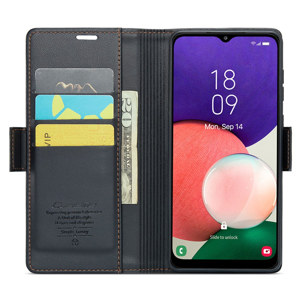 CASEME 023 Series For Samsung Galaxy A22 5G (EU Version) / F42 5G Wallet Case RFID Blocking Phone Cover