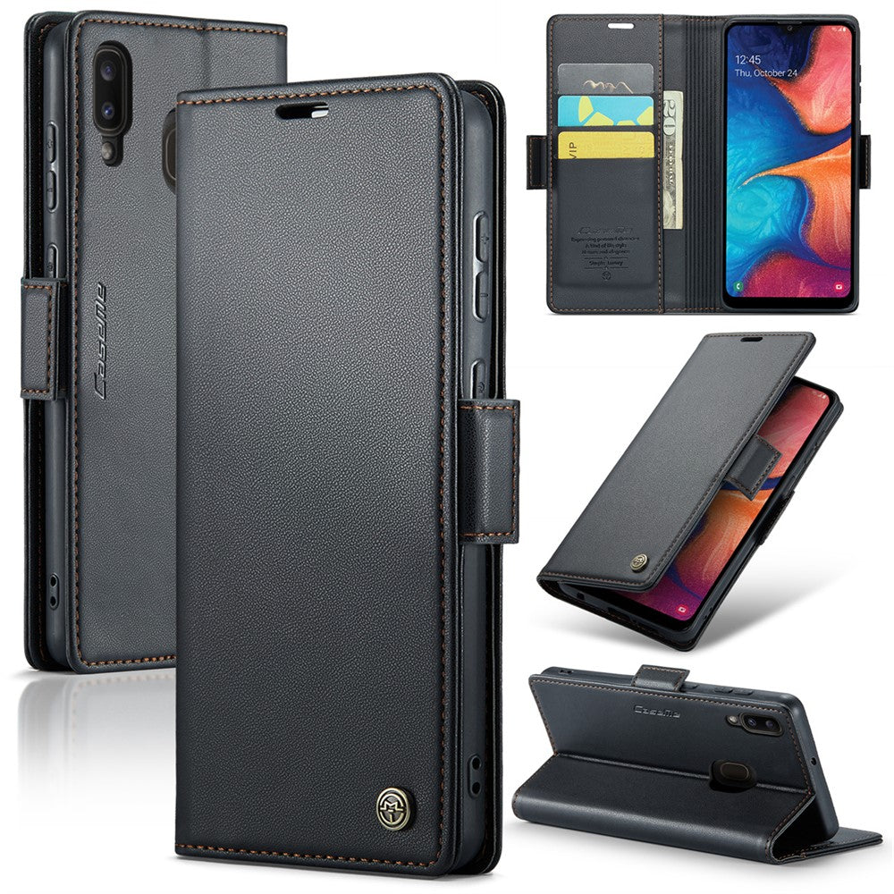 CASEME 023 Series for Samsung Galaxy A20 / A30 / M10s Glossy Case RFID Blocking Leather Phone Cover