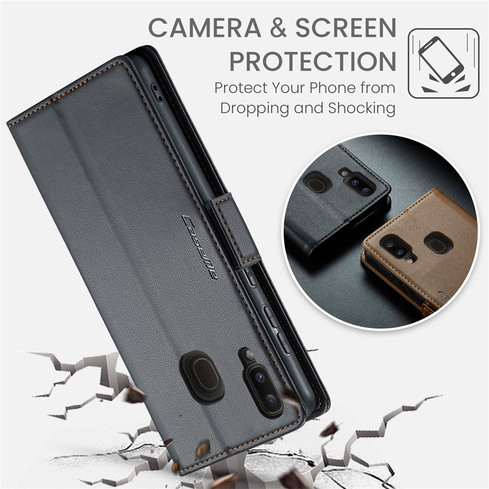 CASEME 023 Series for Samsung Galaxy A20 / A30 / M10s Glossy Case RFID Blocking Leather Phone Cover