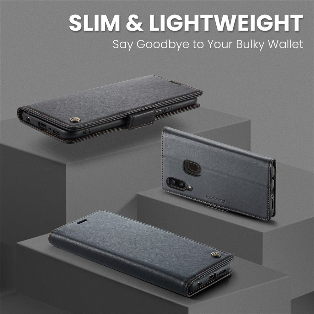 CASEME 023 Series for Samsung Galaxy A20 / A30 / M10s Glossy Case RFID Blocking Leather Phone Cover