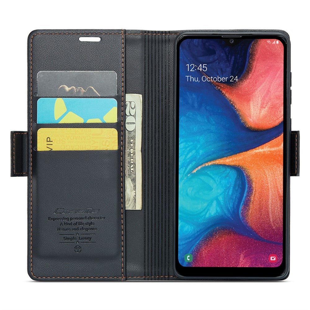 CASEME 023 Series for Samsung Galaxy A20 / A30 / M10s Glossy Case RFID Blocking Leather Phone Cover