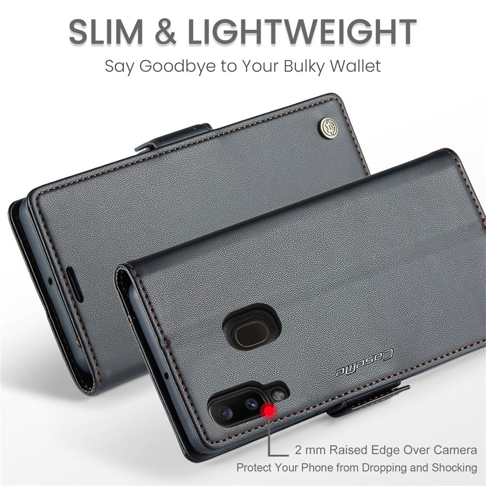 CASEME 023 Series for Samsung Galaxy A20 / A30 / M10s Glossy Case RFID Blocking Leather Phone Cover