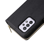 Til Samsung Galaxy A33 5G Etui med Lynlås, Pung og Kreditkortlommer i Læder