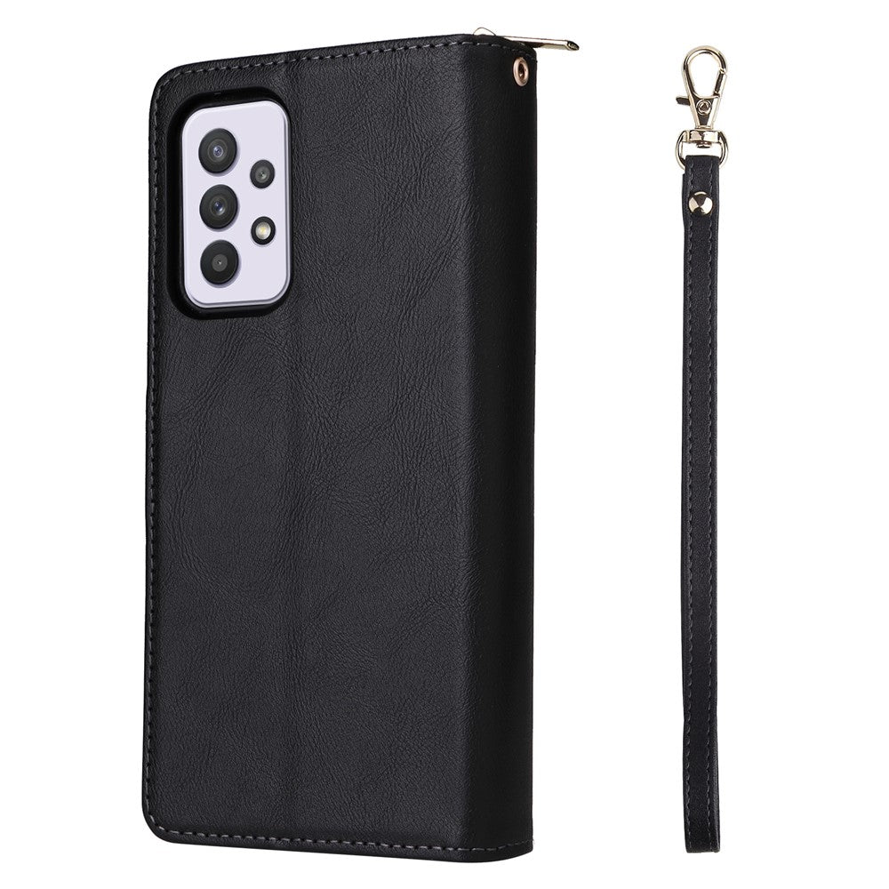 Til Samsung Galaxy A33 5G Etui med Lynlås, Pung og Kreditkortlommer i Læder