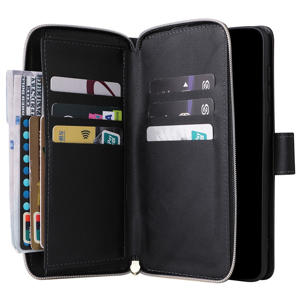 Til Samsung Galaxy A33 5G Etui med Lynlås, Pung og Kreditkortlommer i Læder