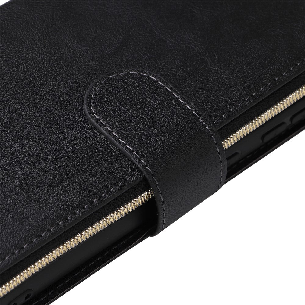 Til Samsung Galaxy A33 5G Etui med Lynlås, Pung og Kreditkortlommer i Læder