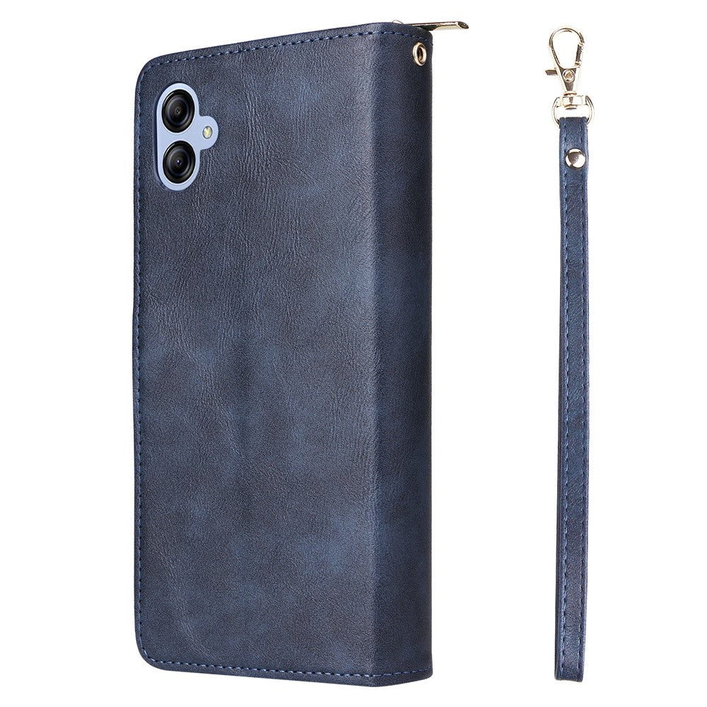 For Samsung Galaxy A04e 4G / F04 4G / M04 4G Case Zipper Leather Phone Cover 9 Card Slots