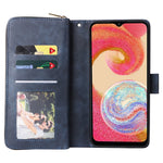 For Samsung Galaxy A04e 4G / F04 4G / M04 4G Case Zipper Leather Phone Cover 9 Card Slots