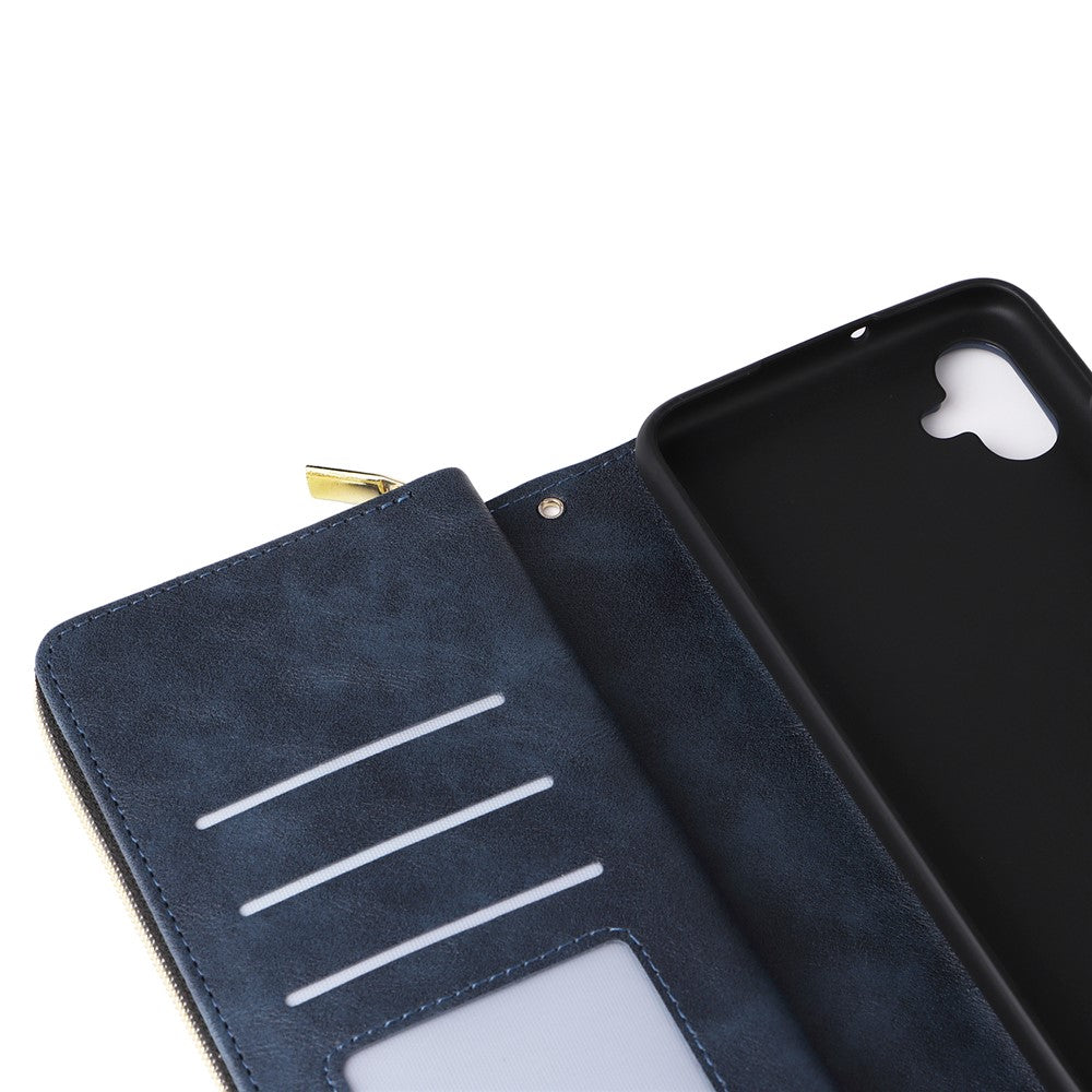 For Samsung Galaxy A04e 4G / F04 4G / M04 4G Case Zipper Leather Phone Cover 9 Card Slots